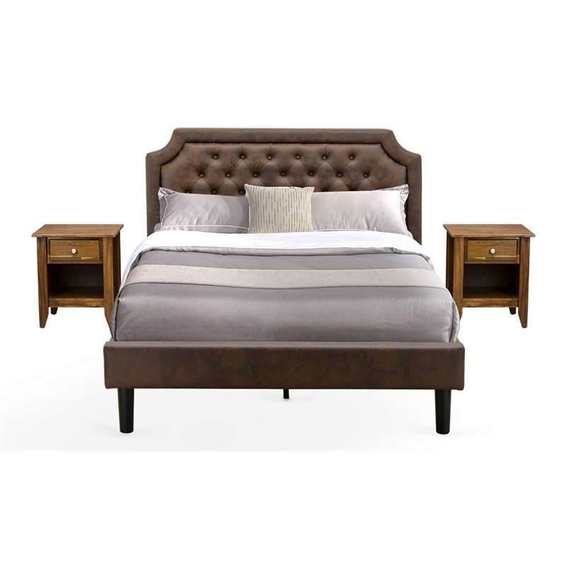 Pemberly Row 3-Piece Queen Bedroom Set in Dark Brown Antique Walnut Finish