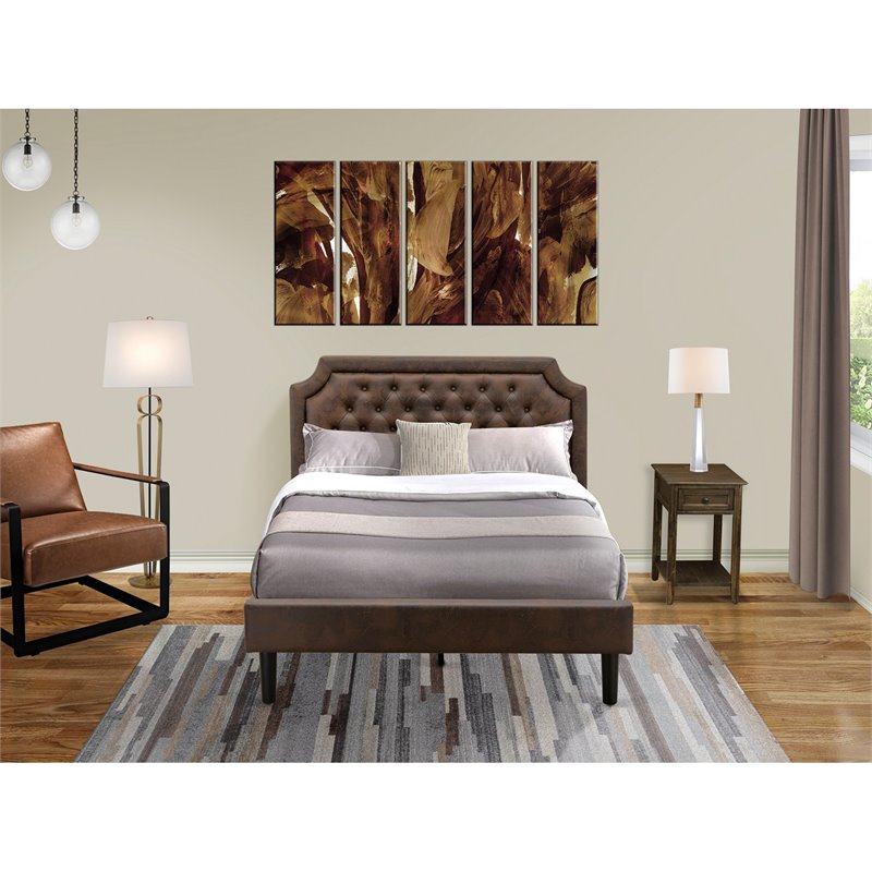 Pemberly Row 2-Piece Wood Full Bedroom Set with Nightstand in Dark Brown