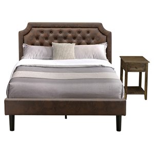 Pemberly Row 2-Piece Wood Full Bedroom Set with Nightstand in Dark Brown