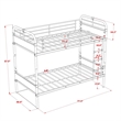 Pemberly Row Twin Size Metal Bunk Bed with Slats and Headboard in Black