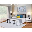 Pemberly Row Metal and Wood Full Platform Bed Frame with Headboard in Black