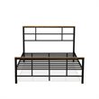 Pemberly Row Metal and Wood Full Platform Bed Frame with Headboard in Black