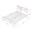 Pemberly Row Metal and Wood Full Platform Bed Frame with Headboard in Black