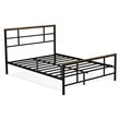 Pemberly Row Metal and Wood Full Platform Bed Frame with Headboard in Black