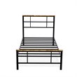 Pemberly Row Twin Bed Frame in Metal Black with Headboard and Slats