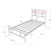 Pemberly Row Twin Bed Frame in Metal Black with Headboard and Slats
