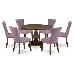 Pemberly Row 7-Piece Wood Dining Table Set in Distressed Jacobean
