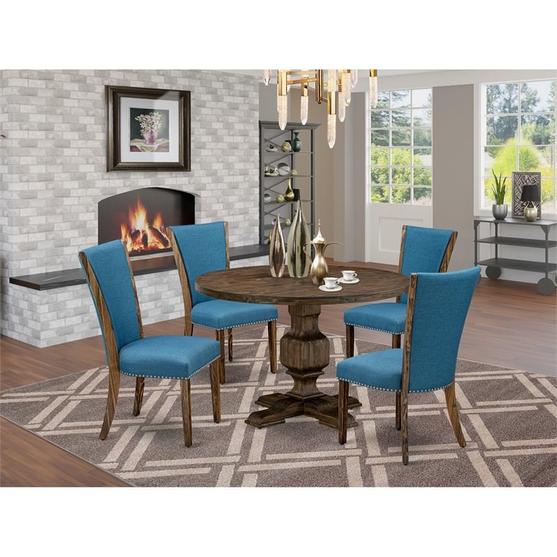 Pemberly Row 5-Piece Dining Table Set in Distressed Jacobean