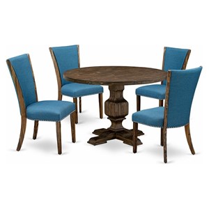 Pemberly Row 5-Piece Dining Table Set in Distressed Jacobean