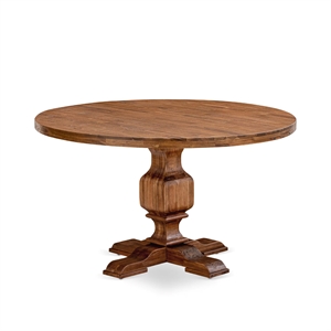 Pemberly Row Round Kitchen Table with Pedestal Base in Walnut Finish