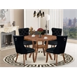 Pemberly Row 5-Piece Wood Dining Set in Walnut Finish with Black Chairs