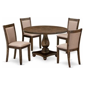 Pemberly Row 5-Piece Acacia Dining Table Set in Distressed Jacobean Finish