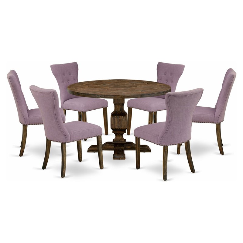 Pemberly Row 7-Piece Dining Table Set in Distressed Jacobean Finish