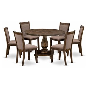Pemberly Row 7-Piece Acacia Wood Dining Set in Distressed Jacobean