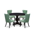 Pemberly Row 5-Piece Wood Pedestal Dining Set in Black Finish