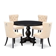 Pemberly Row 5-Piece Acacia Wood Dining Set in Black/Beige Finish
