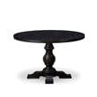 Pemberly Row 7-Piece Round Dining Set in Black with Faux Leather Chairs
