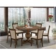 Pemberly Row 7-Piece Acacia Wood Dining Set in Antique Walnut Finish