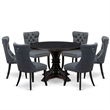 Pemberly Row 7-Piece Acacia Wood Dining Set in Sand Blasted Black
