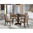 Pemberly Row 5-Piece Wooden Dining Set in Khaki Gray and Jacobean