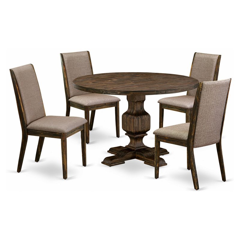 Pemberly Row 5-Piece Wooden Dining Set in Khaki Gray and Jacobean