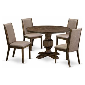 Pemberly Row 5-Piece Wooden Dining Set in Khaki Gray and Jacobean