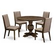 Pemberly Row 5-Piece Wooden Dining Set in Khaki Gray and Jacobean
