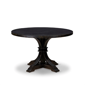 Pemberly Row Solid Acacia Wood Mid-Century Dining Table in Black
