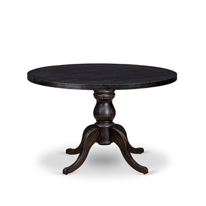 Pemberly Row Mid-Century Dining Table in Sand Blasted Black Finish