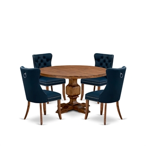 Pemberly Row 5-Piece Dining Table Set in Antique Walnut Finish