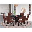 Pemberly Row 7-Piece Round Dinette Set with Black Finish and Faux Leather