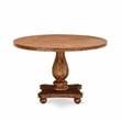 Pemberly Row Round Dining Table Set with Light Beige Linen Chairs