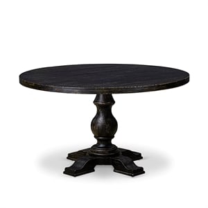 Pemberly Row Modern Round Dining Table in Sand Blasted Black Finish