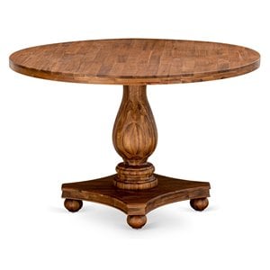 Pemberly Row 30&quot Round Pedestal Dining Table in Walnut Wood Finish