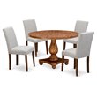 Pemberly Row 5-Piece Wood Dining Set in Walnut and Gray Upholstery