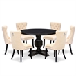 Pemberly Row 7-Piece Acacia Wood Dining Set with Sand-Blasted Black Finish