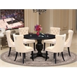 Pemberly Row 7-Piece Acacia Wood Dining Set with Sand-Blasted Black Finish
