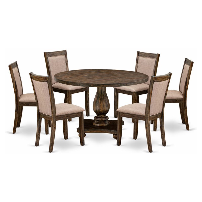 Pemberly Row 7-Piece Dining Set in Distressed Jacobean Finish