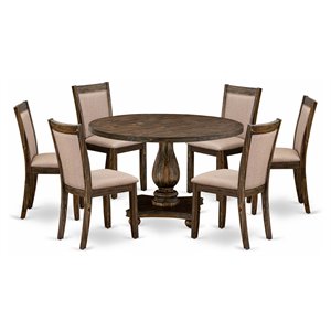 Pemberly Row 7-Piece Dining Set in Distressed Jacobean Finish