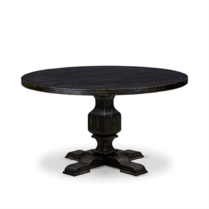 Pemberly Row Modern Round Dining Table with Black Pedestal Base