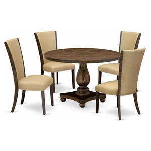 Pemberly Row 5-Piece Wood Dining Set in Distressed Jacobean/Brown