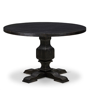 Pemberly Row Mid-Century Wood Dining Table in Sand Blasted Black