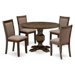 Pemberly Row 5-Piece Acacia Wood Dining Set in Distressed Jacobean Finish