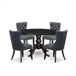 Pemberly Row 5-Piece Acacia Wood Dining Set in Sand-Blasted Black