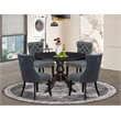 Pemberly Row 5-Piece Acacia Wood Dining Set in Sand-Blasted Black