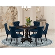 Pemberly Row 7-Piece Round Wood Dining Set with Upholstered Chairs in Black