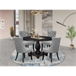 Pemberly Row 5-Piece Dining Set in Black with Faux Leather Upholstery