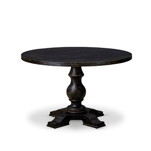 Pemberly Row Mid-Century Kitchen Table in Acacia Wood Black Finish