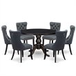 Pemberly Row 7-Piece Acacia Dining Set with Faux Leather in Black Finish