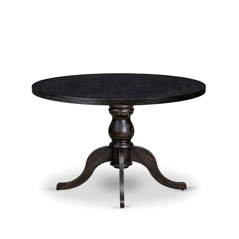 Pemberly Row 7-Piece Acacia Dining Set with Faux Leather in Black Finish